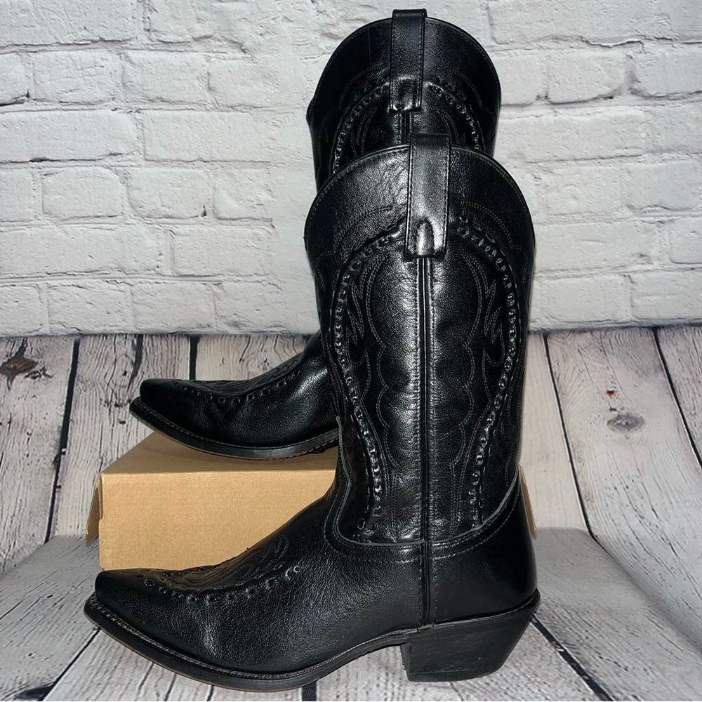 ✅SOLD✅ Laredo Western Laramie Snip Toe Black Leather Cowboy Boots Size 10